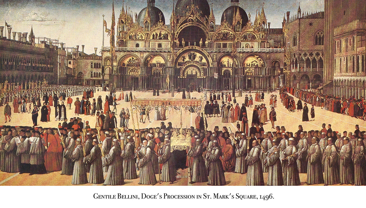 Gentile Bellini, Doge's Procession in St. Mark's Square, 1496.